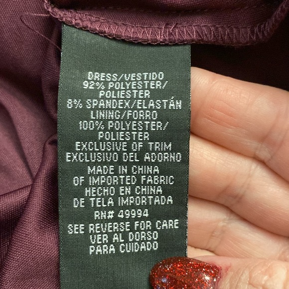 R&M Richards women’s sweetheart sequins evening gown long sleeve burgundy 14W - Picture 8 of 16